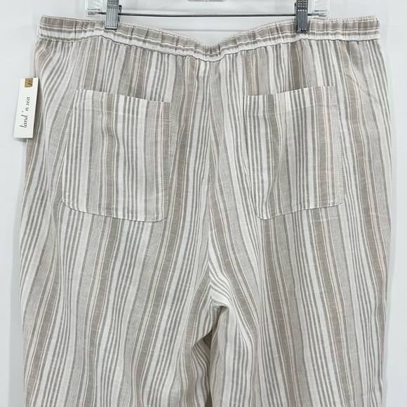 NWT Land n Sea Tan Striped Linen Blend Wide Leg Pants 2X - Picture 5 of 12